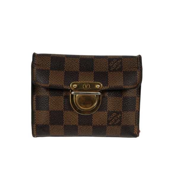 Louis Vuitton Womens Portefeuille Trifold Long Wallet LV Damier Ebene Brown Tan - Picture 1 of 11